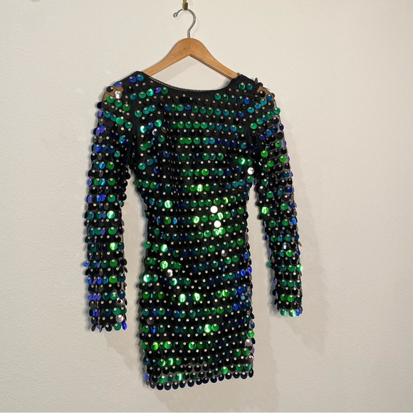 Lulu's Exceptional Radiance Black Multi Iridescent Sequin Backless Mini Dress - Picture 5 of 10